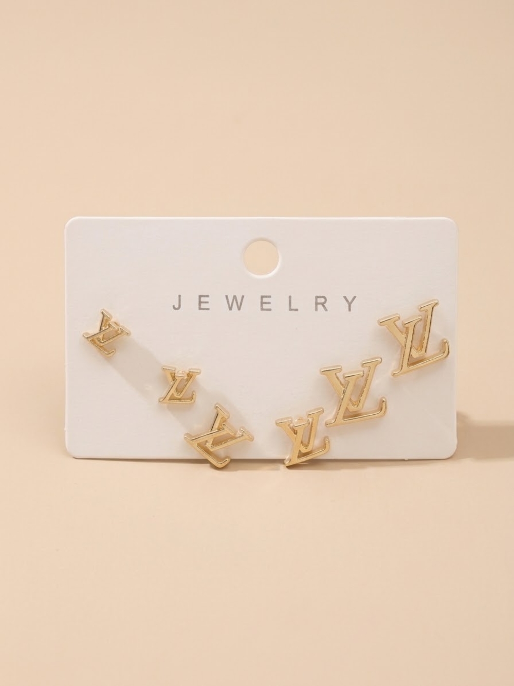 Gold 3 Piece Stud Earring Set -  Women Jewelry